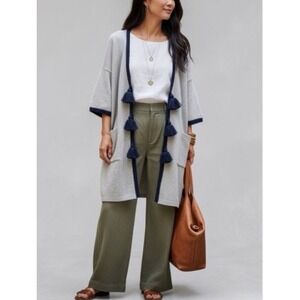 Roberta Roller Rabbit Tassel Wool Blend Longline Cardigan Women's OS Gray
